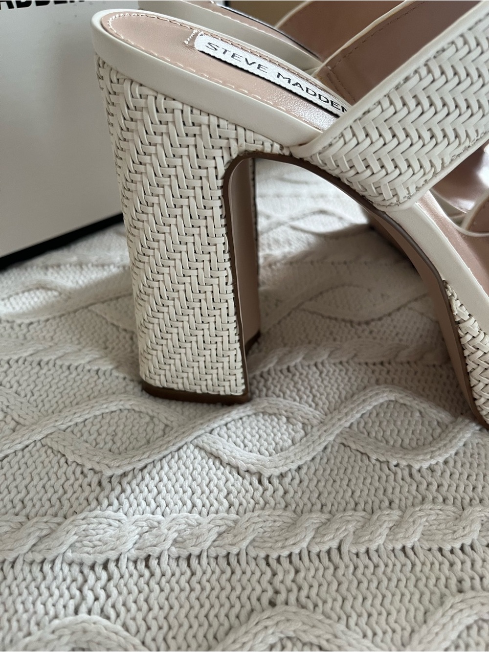 Steve Madden “Stance” Cream Woven Slip On Platform Sandal Various Sizes - Picture 6 of 14